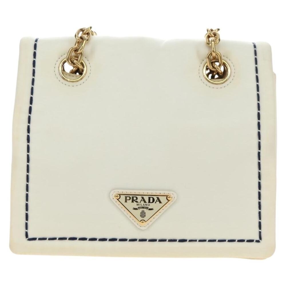 Prada Nylon Chain Shoulder Bag White